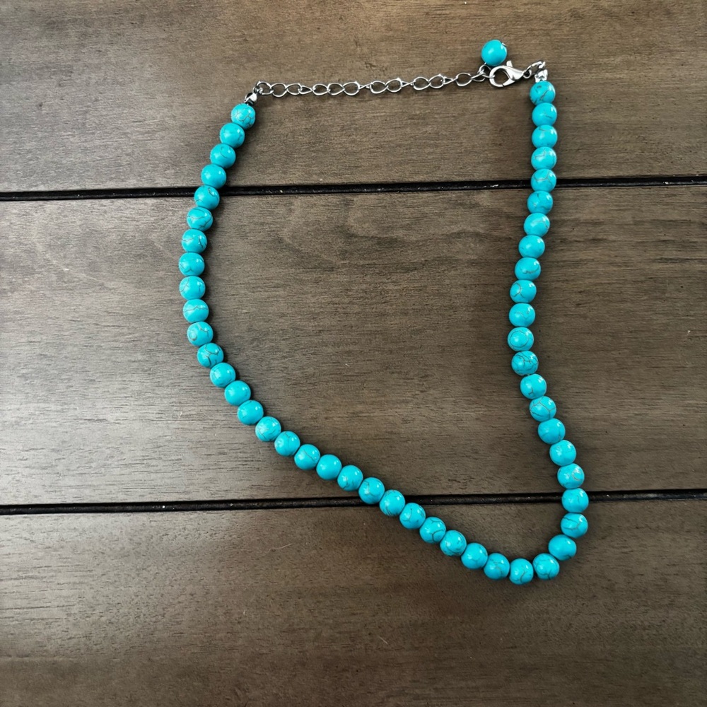 Faux Turquoise Beaded Necklace